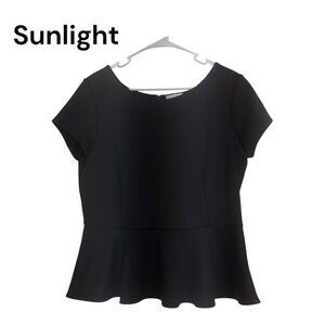 Bisou Bisou Michele Bohbot Black Peplum Top XL Pulllover